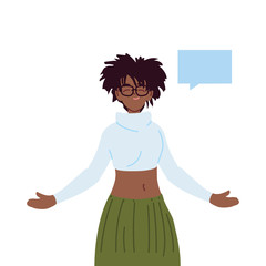 Fototapeta premium black woman cartoon with communication bubble vector design