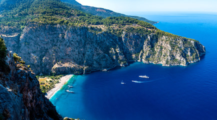 Butterfly Valley ( Kelebekler Vadisi ) view in Fethiye Town of Turkey © nejdetduzen