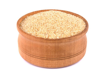 Bowl with breadcrumbs isolated on white