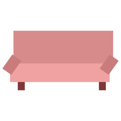 Vector sofa, pink couch for living room , handdrawn