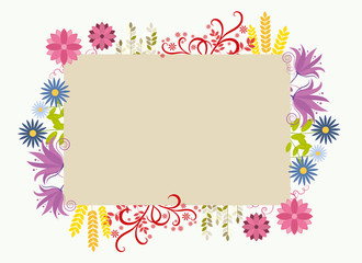 Modern style floral frame, postcard with flowers