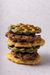 selective focus, curd vanila waffles