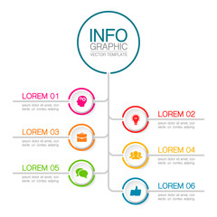 Vector infographic template with 6 steps or options. Data presentation, business concept design for web, brochure, 
