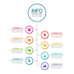 Vector infographic template with 8 steps or options. Data presentation, business concept design for web, brochure, 