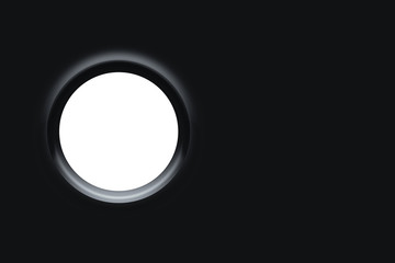 Framework for military, hunting designs. Lamp on black background. Pantheon ceiling cavity. View binoculars with soft edges. 3D illustration.