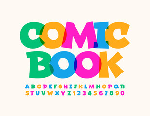 Vector colorful sign Comic Book. Cartoon style Font. Funny bright creative Alphabet Letters and Numbers