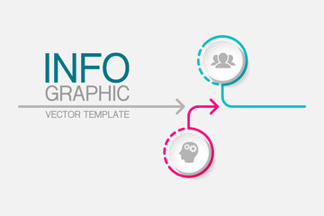 Vector infographic template with 2 steps or options. Data presentation, business concept design for web, brochure, 