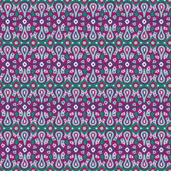 African tribal ethnic seamless pattern on purple background 