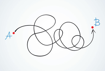 Line from point A to point B. Vector drawing