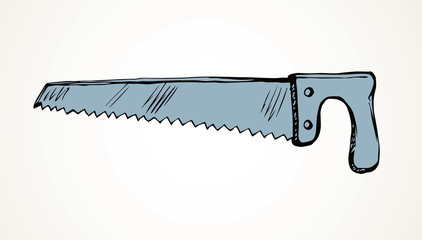 Iron hand saw. Vector drawing