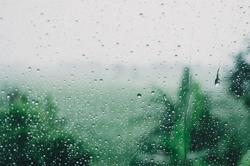 rain drops on window.