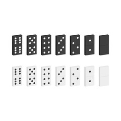 Set of black and white dominoes3d vector illustration and isometric view.
