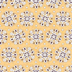 Mandala ethnic seamless pattern with grunge effect. African, Arabian, Indian, ottoman, Moroccan motifs 