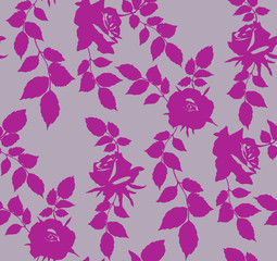 Vintage floral seamless pattern with outline roses