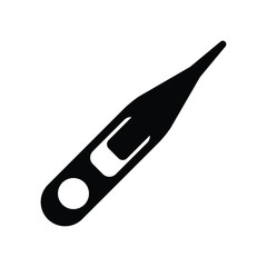 Temperature Thermometer Instrument Medical Symbol Glyph Black and White Line Icon Vector