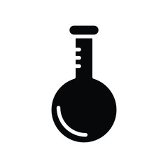 Flask Round Bottom Laboratory Medical Symbol Glyph Black and White Line Icon Vector