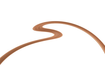 Swirled long brown hair strand on white, isolated
