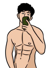 Fototapeta premium cartoon cute man on white background