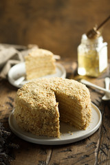Traditional homemade Russian honey cake