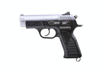 White hand gun