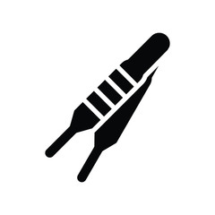 Forceps Instrument Hospital Medical Black and White Line Vector Icon