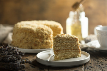 Traditional homemade Russian honey cake