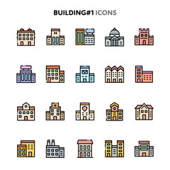 Architecture & Buildings Icon Set. Linelo Color Series.