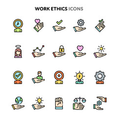 Work ethics Icon Set. Linelo Color Series.