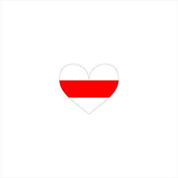 Heart icon vector illustration in white and red stripes. Belarus flag
