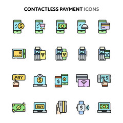 Contactless Payment Icon Set. Linelo Color Series.