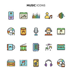 Music Entertainment Icon Set. Linelo Color Series.