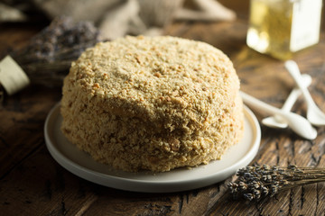 Traditional homemade Russian honey cake
