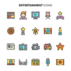 Entertainment Icon Set. Linelo Color Series.