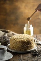 Traditional homemade Russian honey cake