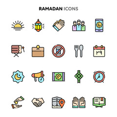 Ramadan Icon Set. Linelo Color Series.