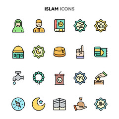 Islam Icon Set. Linelo Color Series.
