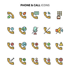 Phone Call Icon Set. Linelo Color Series.