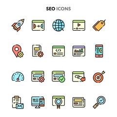 SEO Icon Set. Linelo Color Series.