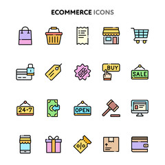 Ecommerce Icon Set. Linelo Color Series.