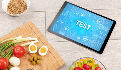 Healthy Tablet Pc compostion with TEST inscription, immune system boost concept