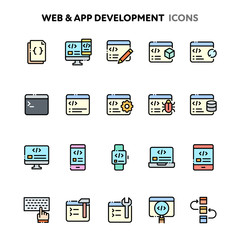 Website & Application Developments Icon Set. Linelo Color Series.