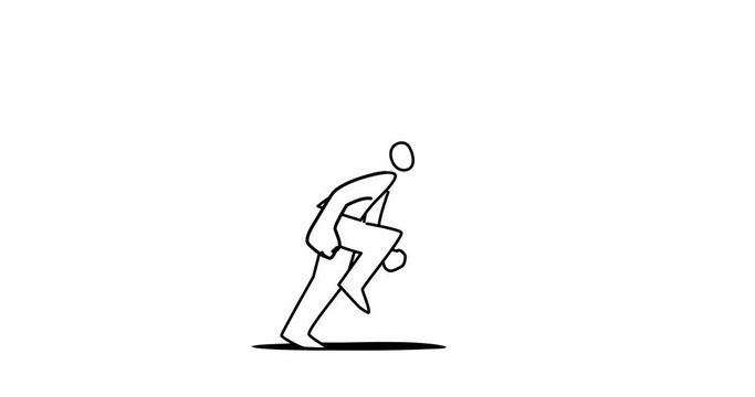 Looping animation of human running in scribble style.