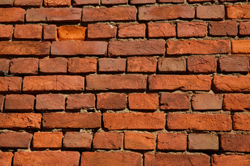 Red brick wall texture. Outdoor. Solid brick walls. Color image