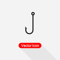 Barbed Fish Hook Icon Vector Illustration Eps10