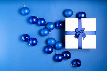 Christmas flat lay scene with glass balls