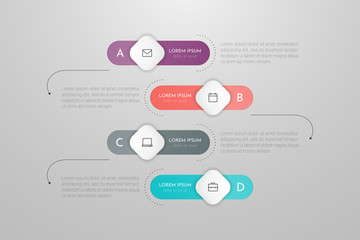 Infographics design vector and marketing icons can be used for workflow layout, diagram, annual report, web design. Business concept with 4 options, steps or processes.