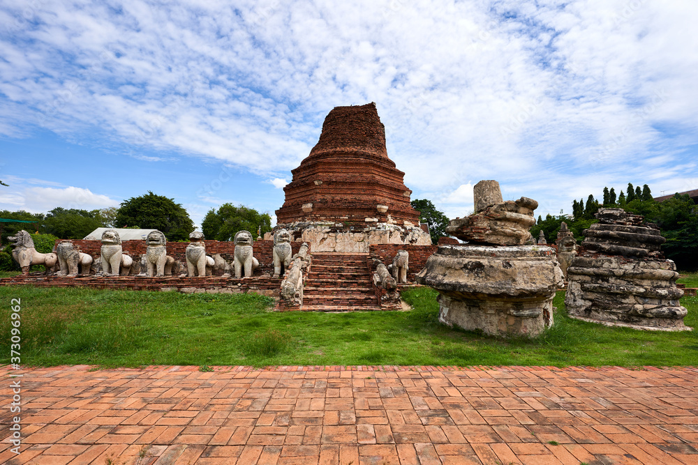 Wall mural wat thammikarat ancient temple built before foundation of ayutthaya one of a famous travel place in 