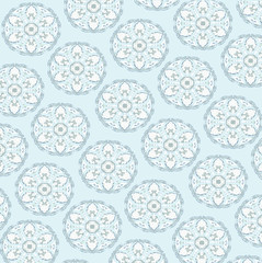 Gray floral pattern with shadow on the sea foam background