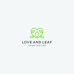 Abstract love and leaf line logo design vector template vector illustration.