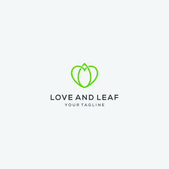 Abstract love and leaf line logo design vector template vector illustration.